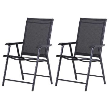 Набор из 2 складных кемпинговых стульев Outsunny 58x64x94см, черного цвета
