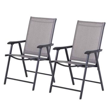 Набор из 2 складных туристических стульев Outsunny 58x64x94см, серо-черного цвета
