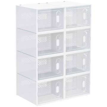 Setti 8 modulaarista kenkälaatikkoa Homcom 28x36x21cm, valkoinen