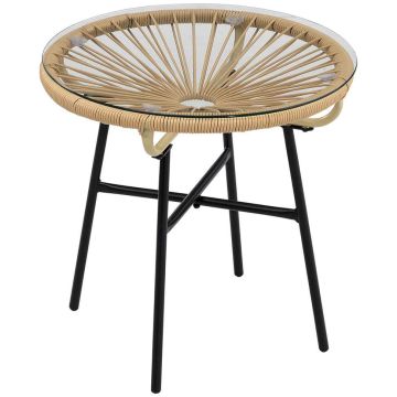 Rottinkisivupöytä, Beige, 50 × 50 × 50 cm