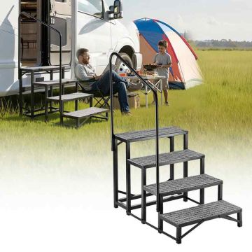 Matkailuauton askelmat VEVOR HXTJSFT-4, 4 askelmaa, 1 kaide, 715 × 1045 × 1480 mm
