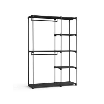 Открытый шкаф с вешалками 43 x 124 x 182 см, черный