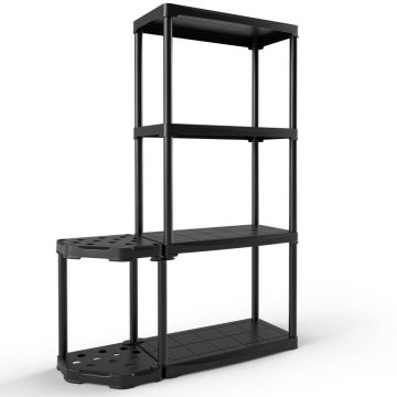 Storage shelf, 4-tier, with tool holder, 88.9 × 30.48 × 133.35 cm