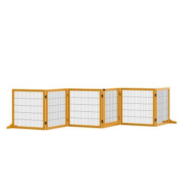 Lemmikkien turvaportti, 6 paneelia, Keltainen, 432 × 36 × 70 cm