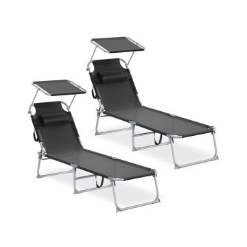 Aurinkotuolit SONGMICS, 2 kpl, Mustat, 189 × 53 × 28,5 cm
