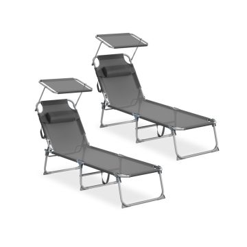 Aurinkotuolit SONGMICS, 2 kpl, Harmaat, 189 × 53 × 28,5 cm