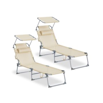 Aurinkotuolit SONGMICS, 2 kpl, Beiget, 189 × 53 × 28,5 cm
