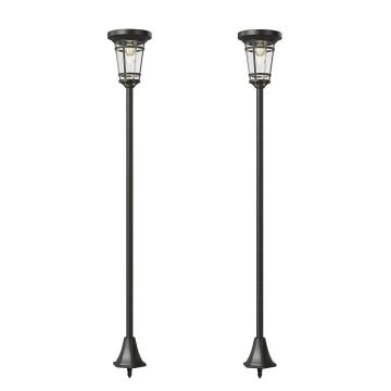 Aurinkoenergian ulkovalaisimet, 2 kpl, Mustat, 23,5 × 23,5 × 180 cm