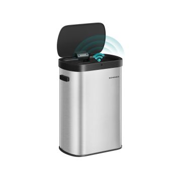 SONGMICS Sensor Trash Can, 50 l, Silver/Black, 42.5 × 58.7 × 27.1 cm