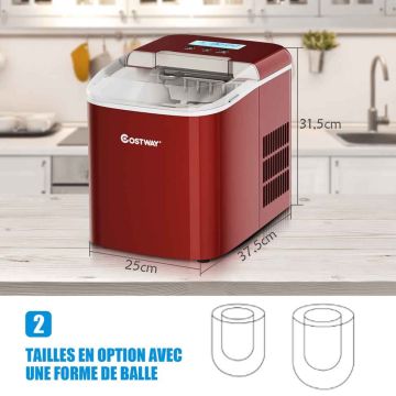 Spherical ice cube maker, 2 sizes, Red, 25 × 37.5 × 31.5 cm