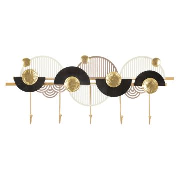 Wall-mounted clothes rack Art, 5 hooks, Multicolored, 73 × 30 × 6.5 cm