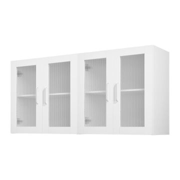 Seinäkeittiökaappi VEVOR XYFG-04, 2 kpl, 4 ovea, Valkoinen, 30,5 × 122 × 61 cm