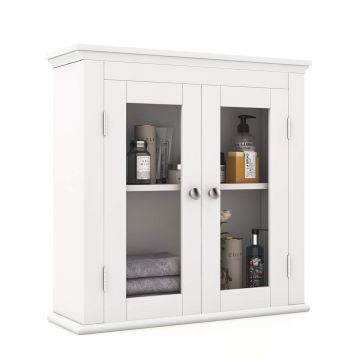 Wall-mounted bathroom cabinet, 3 adjustable shelves, 50.8 × 50.8 × 16.51 cm