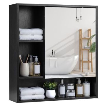 Wall-mounted bathroom cabinet, 5 compartments, 56 × 16 × 61 cm