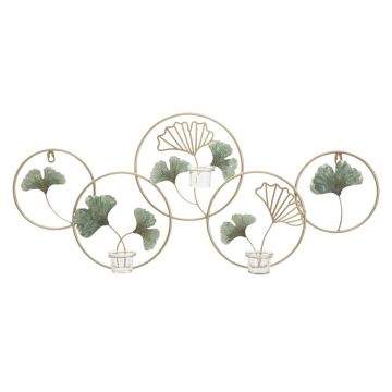 Seinäkynttilänjalka Greenery, 3 astiaa, 80 × 35,5 × 7,5 cm