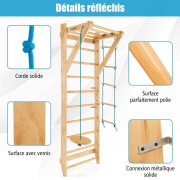 Wall-mounted gymnastic trainer, 4 play elements, 80 × 60 × 220 cm