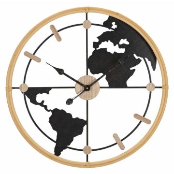 Seinäkello World New, Ruskea/musta, Ø 60 × 5 cm