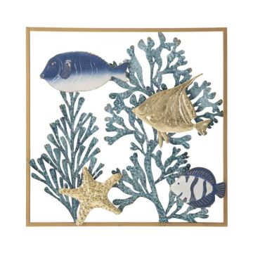 Koristeellinen seinäpaneeli Mauro Ferretti Fish, 50,2 × 50,2 × 3,8 cm