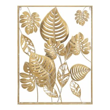 Sienų dekoro panelis Mauro Ferretti Jungle Ret, stačiakampis, Auksinė, 60 × 80 × 6,5 cm