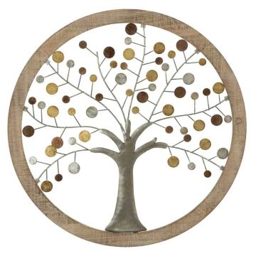 Seinäkoristepaneeli Mauro Ferretti Albero della Vita, peilillä, Ø 61 × 1,8 cm