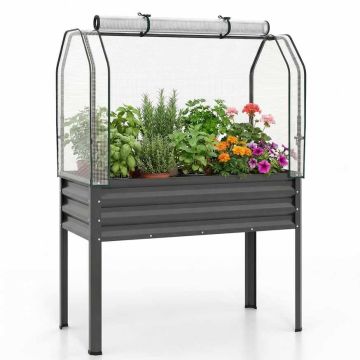 Greenhouse set with legs and PE cover, 81 cm, gray