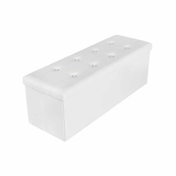 Istuin/säilytyslaatikko 110 cm, valkoinen keinonahka