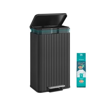 SONGMICS 50 l kitchen trash can with pedal, Black, 40.3 × 62.5 × 33.6 cm