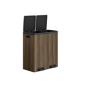 SONGMICS LTB60NL trash can, 2 containers of 30 l each, Brown, 59 × 65.2 × 36.5 cm
