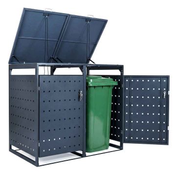 Trash bin holder, for two trash bins, 132.08 × 116.84 × 81.28 cm