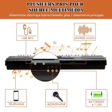 Digitaalipiano, 61 kosketinta, 84 × 33 × 10 cm