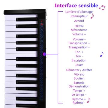 Digitaalipiano, 61 kosketinta, 88,5 × 18 × 6,5 cm