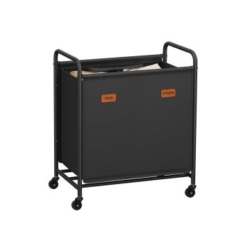 Pyykkikori SONGMICS RLS210B01, 2 lokeroa, 140 l, Musta, 59 × 40 × 91 cm