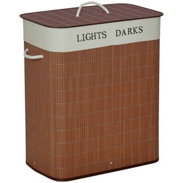 Корзина для белья 100L Homcom 52x32x63см, коричнево-белого цвета