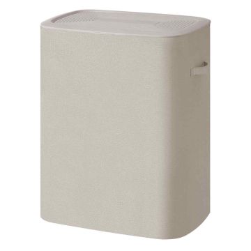 SONGMICS laundry basket, 160 l, 2 compartments, with lid, Sand, 56 × 70 × 40.5 cm