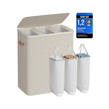 SONGMICS laundry basket, 2 compartments, 170 l, 64 × 40 × 75 cm