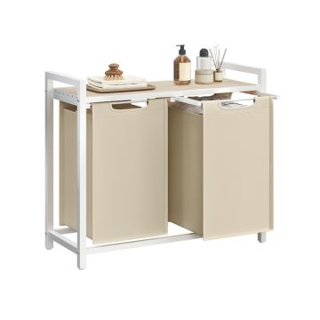 Pyykkikori VASAGLE, 2 pussia, 2 × 46 l, 73 × 72 × 33 cm
