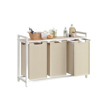 VASAGLE laundry basket, 3 removable bags, 38 l each, 92.5 × 33 × 72 cm
