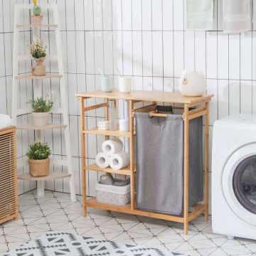 Laundry rack, With removable bag and 3 shelves, 80.01 × 34.29 × 81.28 cm