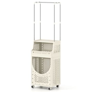 Laundry Cart, 3-Tier, 8 Hooks, 16 × 12 × 54 inches