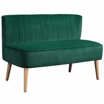 Skandinaviško dizaino dvivietė sofa, tamsiai žalia, 117 cm x 56,5 cm x 77 cm