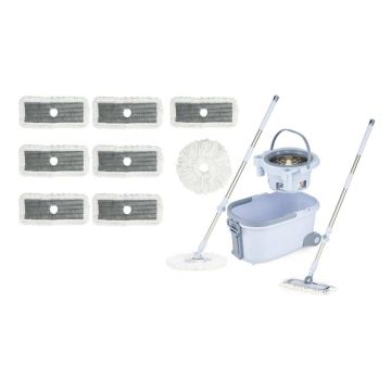 Broom and bucket system, 8 microfiber pads