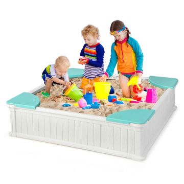 Стол для игр с песком, 4 сиденья, Коричневый/белый, 123,19 × 123,19 × 31,75 см