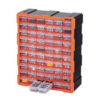 Шкаф для мелких деталей VEVOR MJ10505, 60 ящиков, Чёрный/оранжевый, 39 × 50 × 18 см