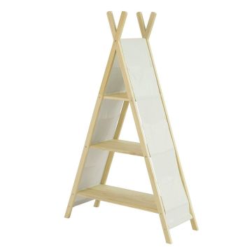 Lasten hylly 93x36x151cm., vaaleanruskea/valkoinen