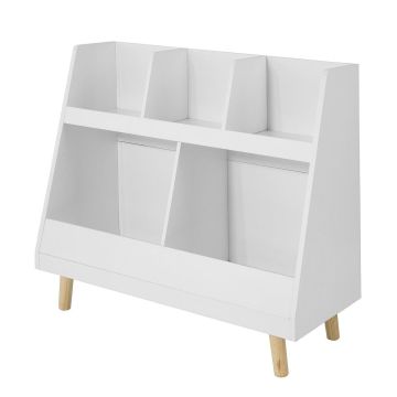 Lasten hylly 86x36x77cm., valkoinen/vaaleanruskea