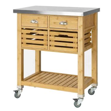 Кухонная тележка 73x46x93см., светло-коричневого/серебристого цвета