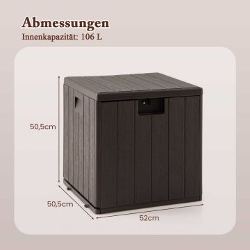 Garden storage box, 106 l, Brown, 127 × 73 × 64 cm