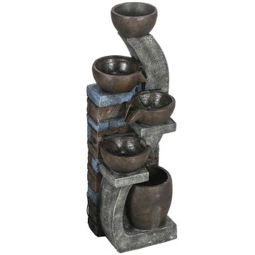Садовый фонтан, 5 ярусов, Серый/коричневый, 37 × 107 × 35 см