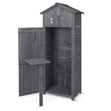 Garden tool shed, 3 shelves, Grey, 75 × 180.5 × 50 cm