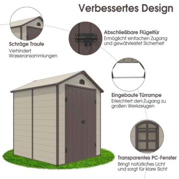Garden tool shed, Sand/brown, 192.5 × 191 × 227 cm